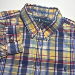 Ralph Lauren Classic Fit Plaid Multi Color Men XXL Long Sleeve Button Down Shirt